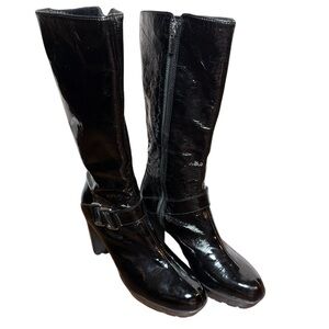 Riccardo Banfi Black Patent Leather Boots-Italian made Eu 39.5 US 9-9.5-Like New